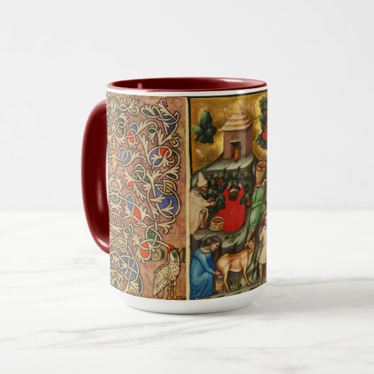MEDIEVALISIERTE WEINHALBUNG HARVEST Antique Grapev Tasse (Vorderseite Links)