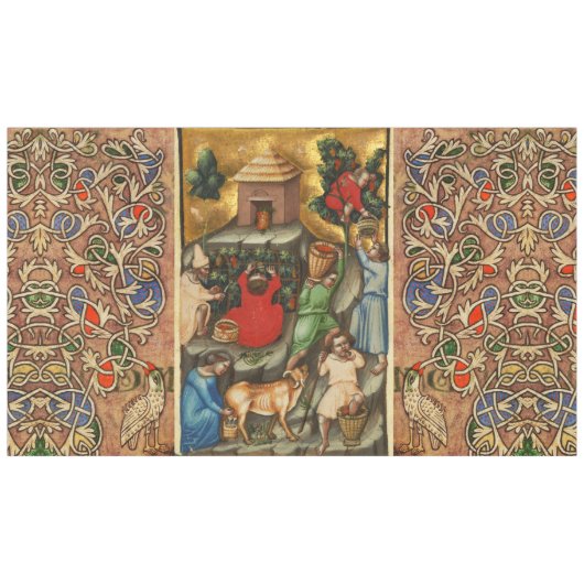 MEDIEVALISIERTE WEINHALBUNG HARVEST Antique Grapev Tischdecke (Vorderseite (Horizontal))