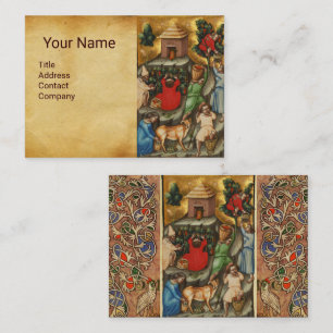 MEDIEVALISIERTE WEINHALBUNG HARVEST Antique Grapev Visitenkarte