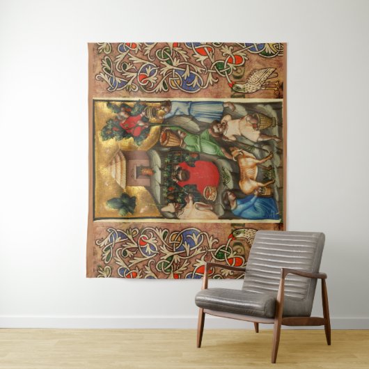 MEDIEVALISIERTE WEINHALBUNG HARVEST Antique Grapev Wandteppich (Beispiel)