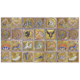 MEDIEVENT BESTIARY, FANTASTISCHE TIERE, GOLD ROT B TISCHDECKE