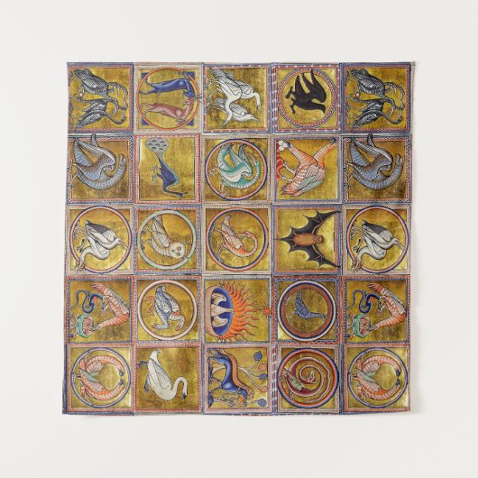 MEDIEVENT BESTIARY, FANTASTISCHE TIERE, GOLD ROT B WANDTEPPICH (Vorderseite (Horizontal))