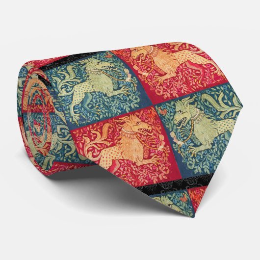 MEDIEVENT BESTIARY Lion like Beast in Red Blue Krawatte (Gerollt)