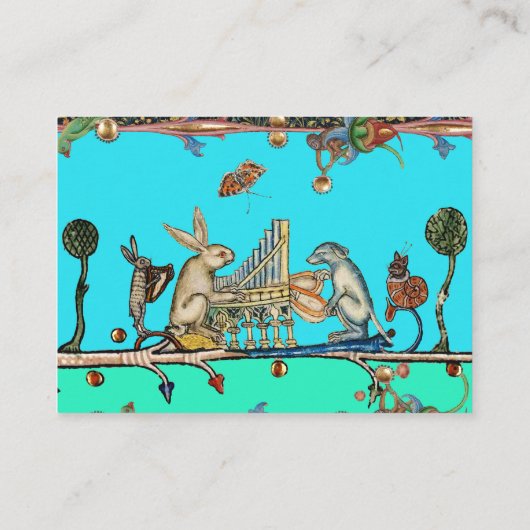 MEDIEVENT BESTIARY MAKING MUSIC, Rabbit, Hund Blue Visitenkarte (Rückseite)