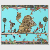 MEDIEVENT BESTIARY MAKING MUSIC Violinist Lion Blu Geschenkpapier (Flach)