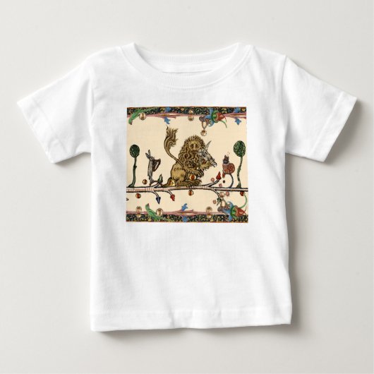 MEDIEVENT BESTIARY MAKING MUSIC Violinist Lion,Har Baby T-shirt (Vorderseite)