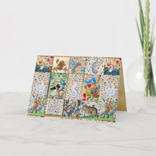 MEDIEVENT BESTIARY MAKING MUSIC Violinist Lion,Har Feiertagskarte