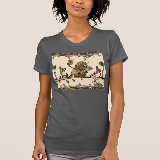 MEDIEVENT BESTIARY MAKING MUSIC Violinist Lion,Har T-Shirt (Vorderseite)