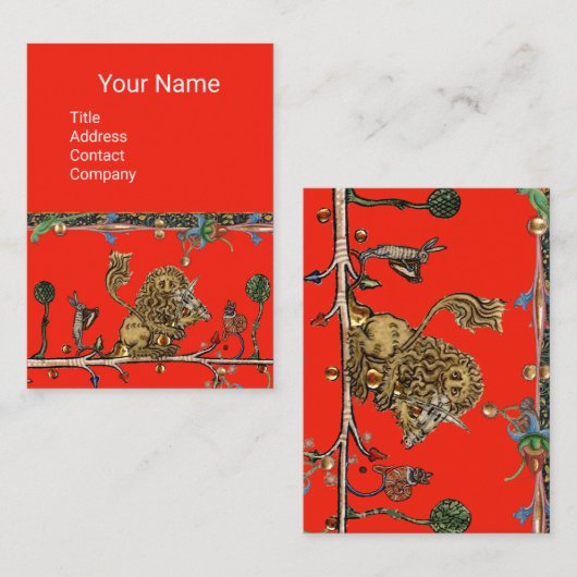 MEDIEVENT BESTIARY MAKING MUSIC Violinist Lion,Har Visitenkarte (Vorne/Hinten)