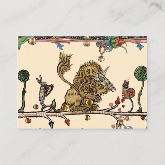 MEDIEVENT BESTIARY MAKING MUSIC Violinist Lion,Har Visitenkarte (Rückseite)