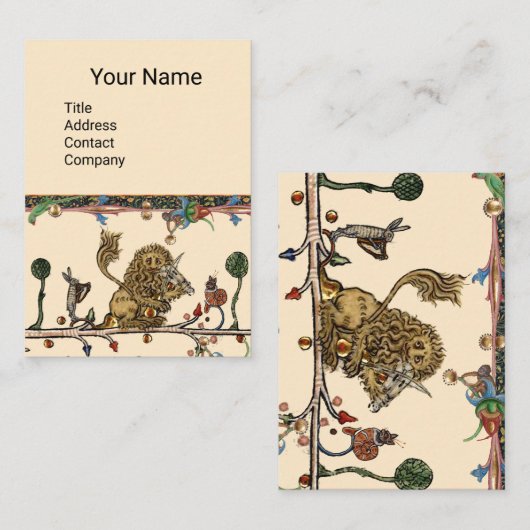 MEDIEVENT BESTIARY MAKING MUSIC Violinist Lion,Har Visitenkarte (Vorne/Hinten)