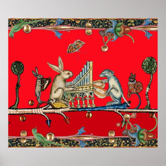 MEDIEVENT BESTIARY MAUSIC, Kaninchen, Hund, Rot Poster (Vorne)