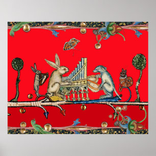 MEDIEVENT BESTIARY MAUSIC, Kaninchen, Hund, Rot Poster