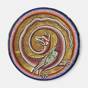 MEDIEVENT BESTIARY, SNAKE DRAGON CIRCLES MAGNET