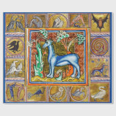 MEDIEVENT BESTIARY, UNICORN,FANTASTISCHE TIERE GESCHENKPAPIER (Flach)
