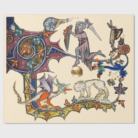 MEDIEVENT BESTIARY WAR Snail vs Knight ,Dragon.Lio Geschenkpapier (Flach)