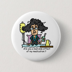 Medikations-Nebenwirkungs-dunkles Haar Button