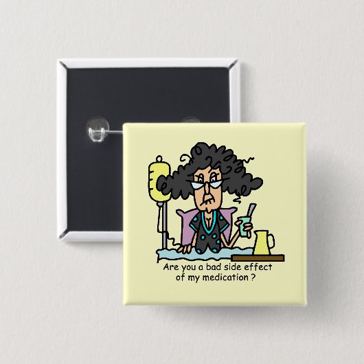 Medikations-Nebenwirkungs-dunkles Haar Button (Vorne & Hinten)