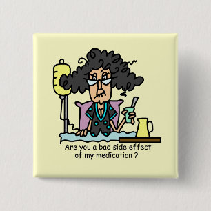 Medikations-Nebenwirkungs-dunkles Haar Button