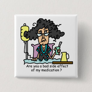 Medikations-Nebenwirkungs-dunkles Haar Button