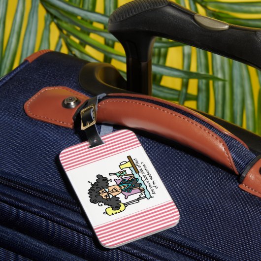 Medikations-Nebenwirkungs-dunkles Haar Gepäckanhänger (Vorderseite Insitu 1)