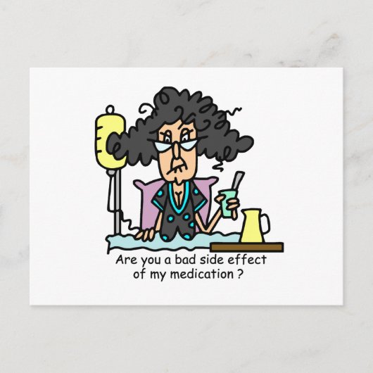 Medikations-Nebenwirkungs-dunkles Haar Postkarte (Vorderseite)
