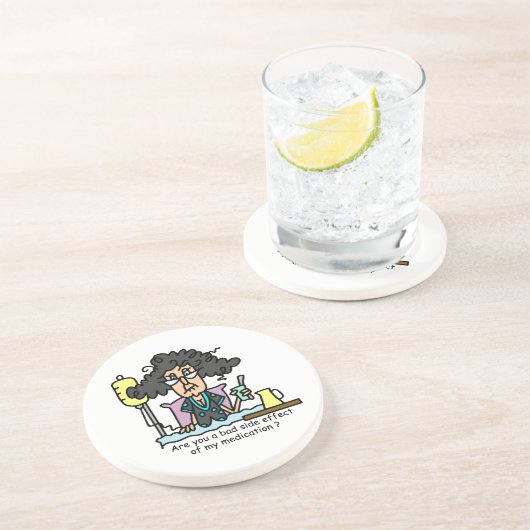 Medikations-Nebenwirkungs-dunkles Haar Sandstein Untersetzer (Seite)