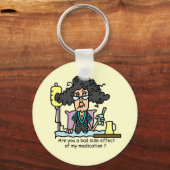 Medikations-Nebenwirkungs-dunkles Haar Schlüsselanhänger (Vorderseite)