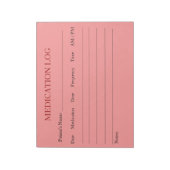 Medikationsprotokoll Notepad (rosa) Notizblock (Rotiert)