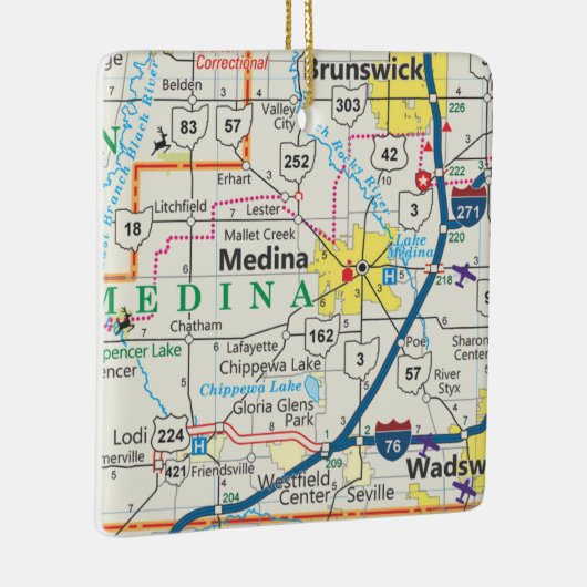 Medina Ohio Road Map Keramikornament (Rechts)