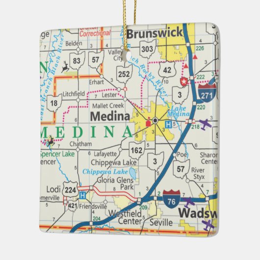 Medina Ohio Road Map Keramikornament (Links)