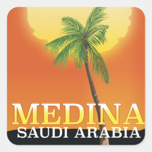 Medina Saudi Arabia Reiseplakat Quadratischer Aufkleber