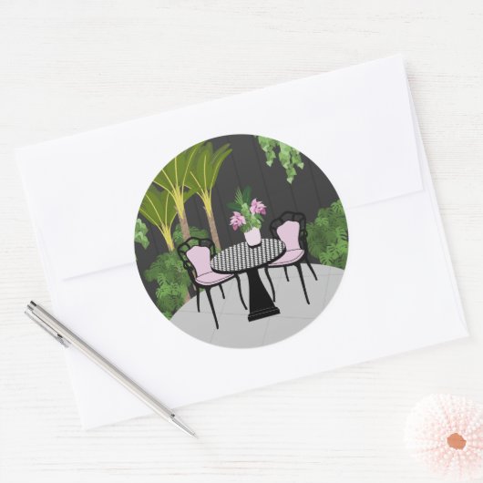 Medinilla Garden Courtyard Runder Aufkleber (Umschlag)