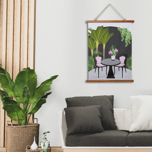 Medinilla Garden Courtyard Wandteppich Mit Holzrahmen