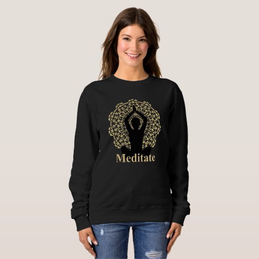 Meditat Silhouette Spirituelle Grafik Sweatshirt (Vorne ganz)