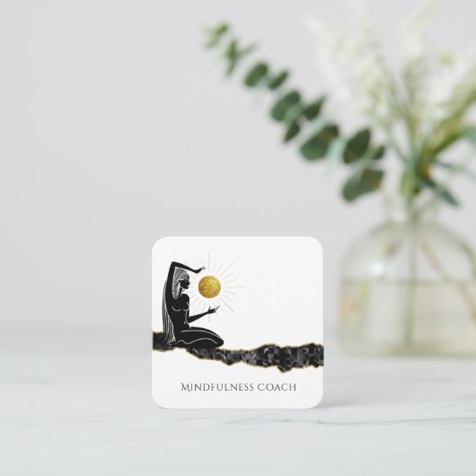 *~* Meditate Gold Glitzer Moon QR Code GODESS Quadratische Visitenkarte (Stehend Vorderseite)