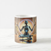 Meditating AI Robot Mug – Zen Cybernetic Kaffeetasse (Mittel)