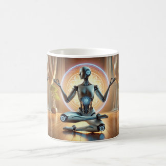 Meditating AI Robot Mug – Zen Cybernetic Kaffeetasse