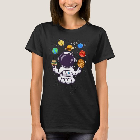 Meditating Astronau Astronomy Space Solar System Y T-Shirt (Vorderseite)