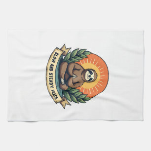 Meditating Faultier Vintage Entspannter Humor Desi Geschirrtuch