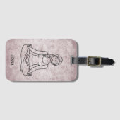 Meditating Lady Custom Name Gepäckanhänger (Vorderseite (Horizontal))
