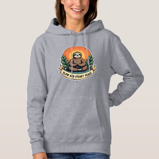 Meditating Sloth Vintage Relaxed Humor Design 2 Hoodie (Vorderseite)