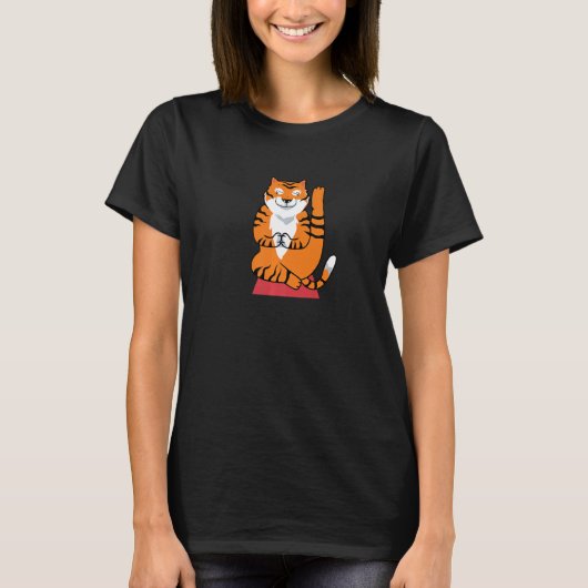Meditating statue tiger relaxation mindfulness yog T-Shirt (Vorderseite)