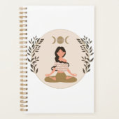 Meditating woman moon phases leaf boho classic planer (Vorderseite)