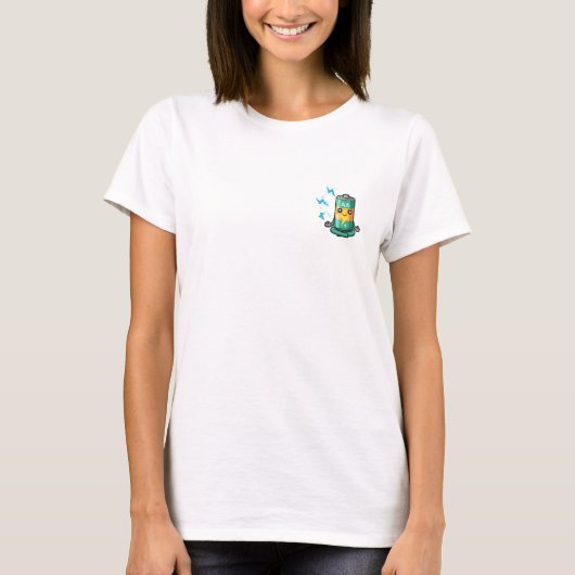 Meditating Zen Battery Mascot with Sparkly Eyes T-Shirt (Vorderseite)