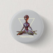 Meditation. Alien in ruhiger Pose Button (Vorderseite)