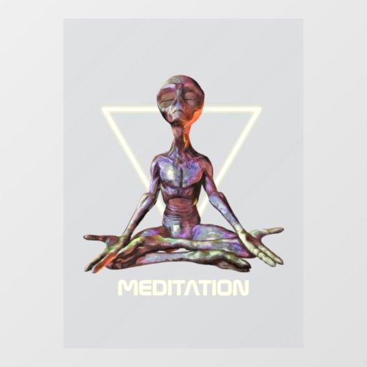 Meditation. Alien in ruhiger Pose Fensteraufkleber (Blatt)