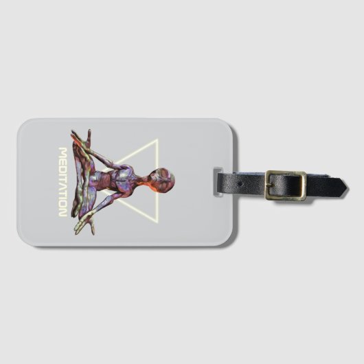 Meditation. Alien in ruhiger Pose Gepäckmarke Gepäckanhänger (Vorderseite (Horizontal))