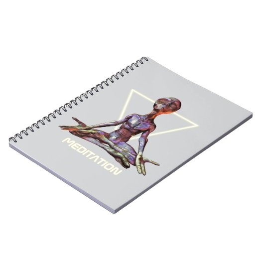 Meditation. Alien in ruhiger Pose Notizblock (Linke Seite)