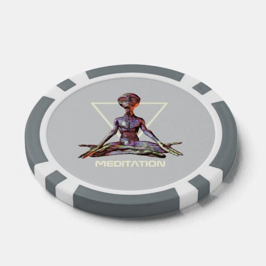 Meditation. Alien in ruhiger Pose Pokerchips (Einzeln)